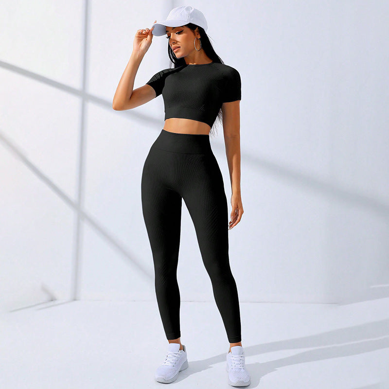 Threaded High Waist Gym Set