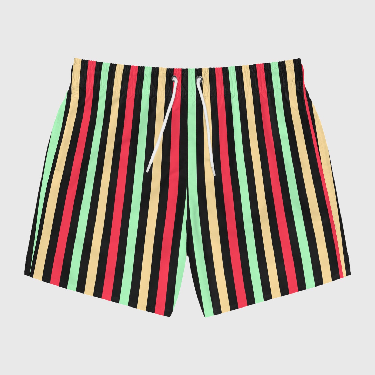 Retro Pastel Striped Swim Trunks