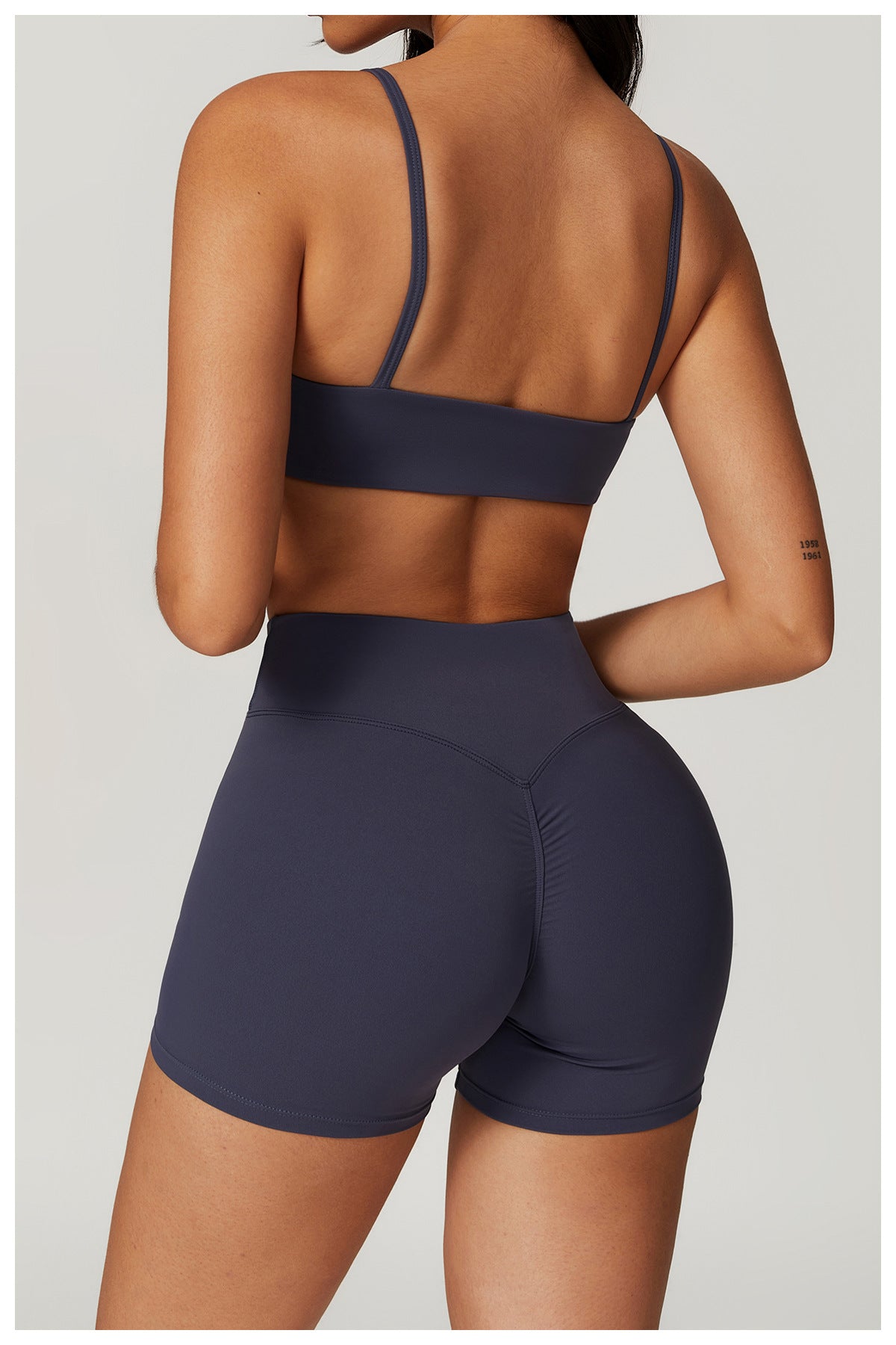 Plain High Waist Ruched Gym Set