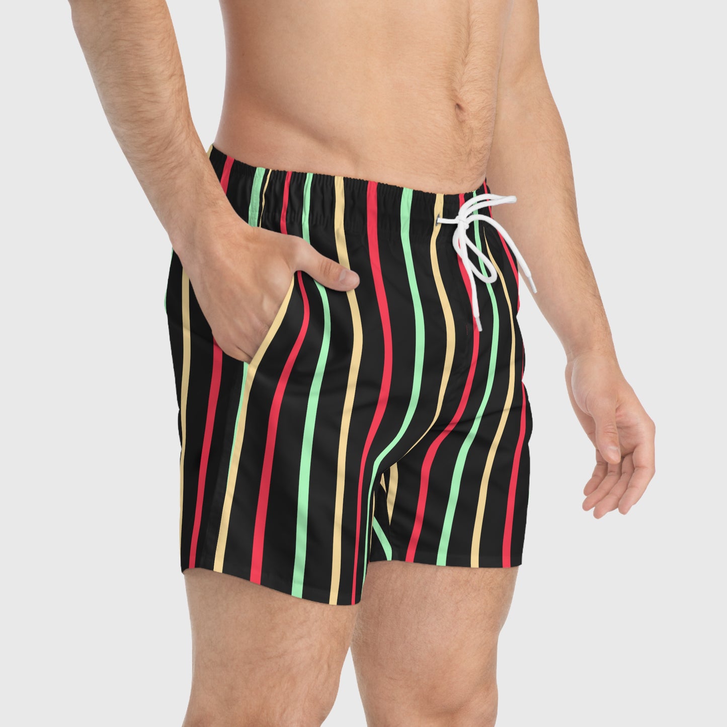 Pastel Striped Swim Trunks