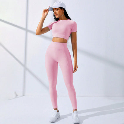 Threaded High Waist Gym Set