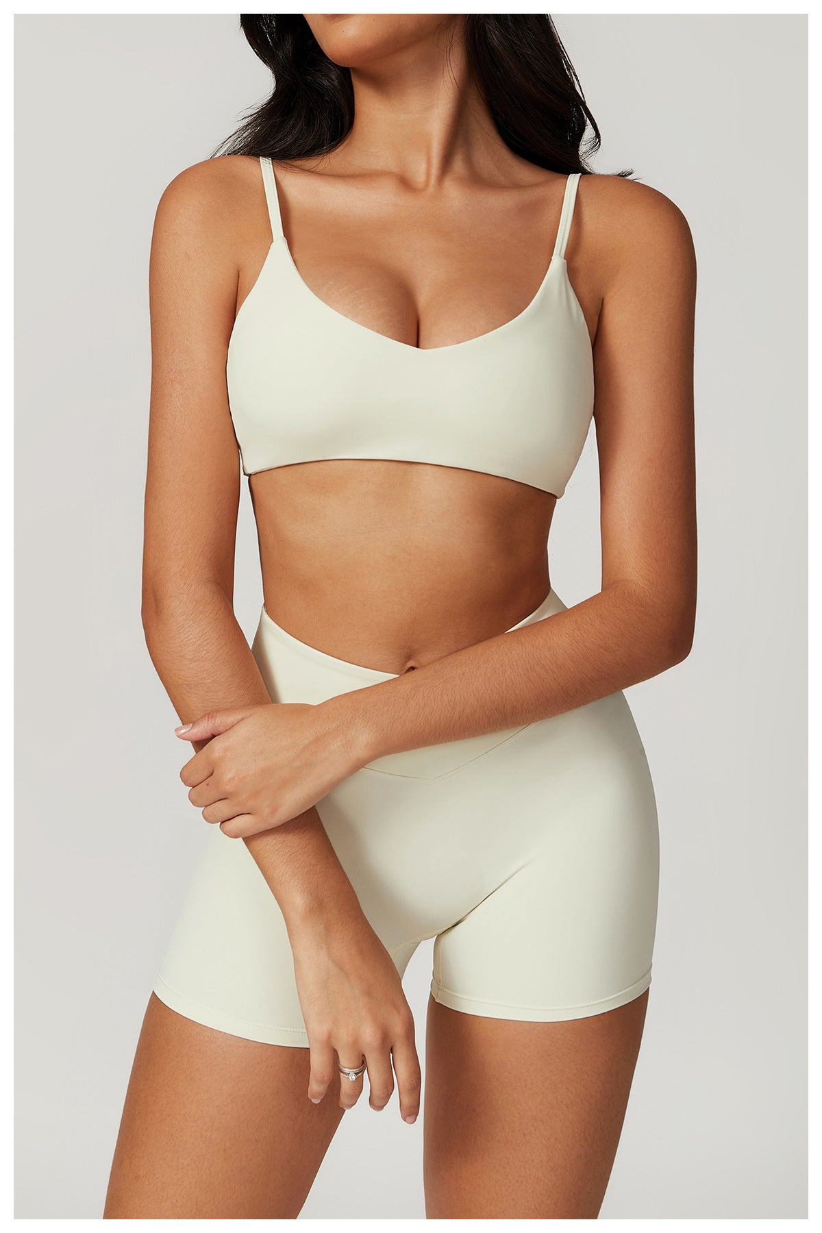 Plain High Waist Ruched Gym Set