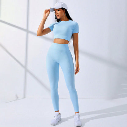 Threaded High Waist Gym Set