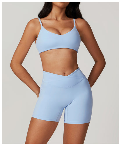 Plain High Waist Ruched Gym Set