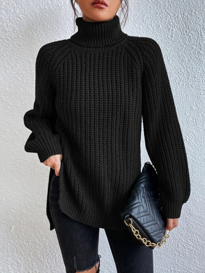 Threadwinter Original Turtleneck Slit Loose Sweater