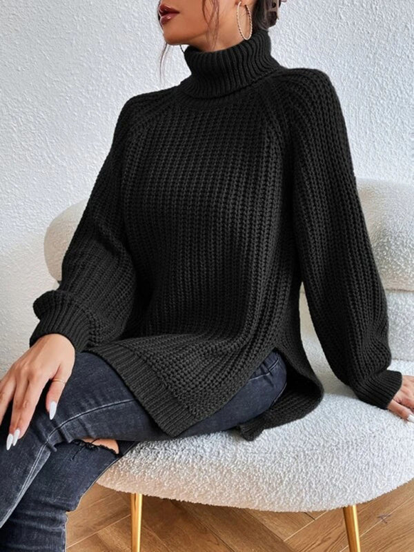 Threadwinter Original Turtleneck Slit Loose Sweater