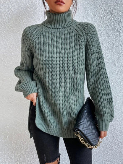 Threadwinter Original Turtleneck Slit Loose Sweater