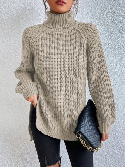 Threadwinter Original Turtleneck Slit Loose Sweater