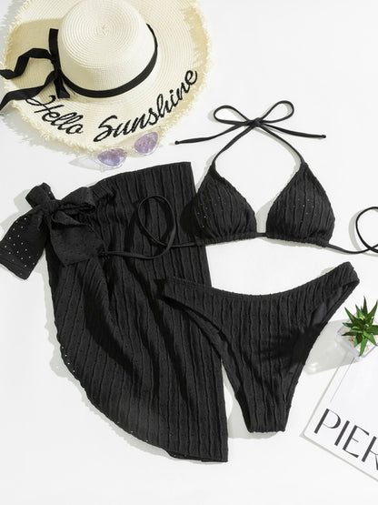 Bohemian Style Lace-Up Three Piece Bikini