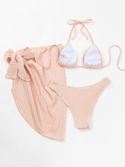 Bohemian Style Lace-Up Three Piece Bikini